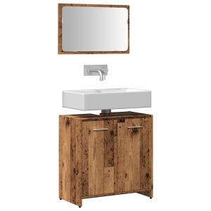 Mueble de baño con espejo de madera antigua madera ingeniería esb8315