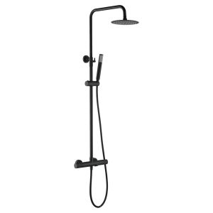 Imex-conjunto bañera line negro mate termostático regulable start/stop