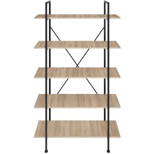 Estantería industrial, 5 estantes 106 x 34,5 x 179,5 cm madera clara