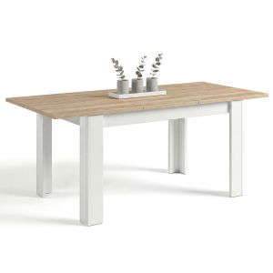 Mesa de comedor extensible 140-190x90 cm sira blanco - roble