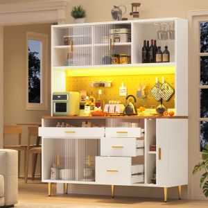 Vitrina alta con LED y puerta corredera de cristal blanca 171x145x39cm