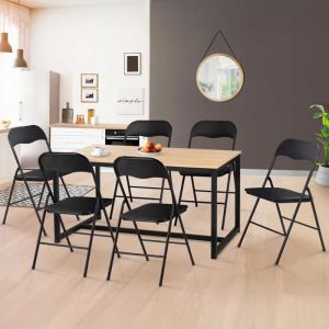 Sillas plegables de pu - lote de 6 - blanco - 43,5x47x80 cm