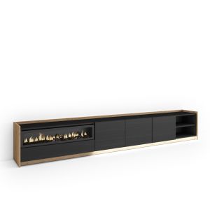 Mueble tv, 310x37x50cm, chimenea eléctrica, LED rf4898