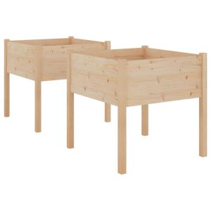 vidaXL jardineras 2 uds madera maciza de pino 70x70x70 cm