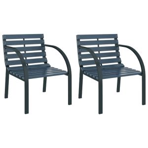 vidaXL sillas de jardín 2 unidades madera gris