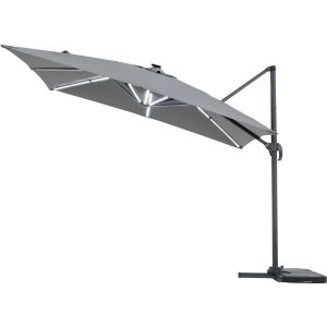 Parasol de jardin LED alu "sun 4 luxe" - rectangular -  3 x 4 m - gris