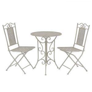 vidaXL mesa y sillas bistró de jardín 3 piezas acero gris