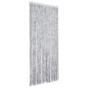vidaXL cortina antimoscas chenilla blanco y gris 100x230 cm