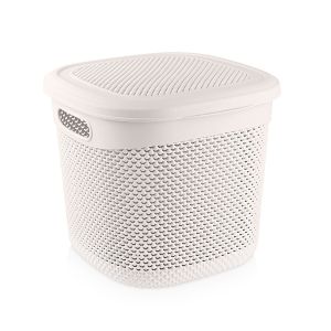 Cesta mediana cuadrada con tapa 15 litros 7house