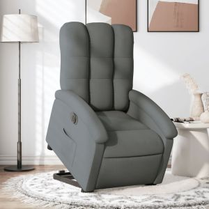 Sillón eléctrico reclinable elevable de tela gris oscuro qweo9277