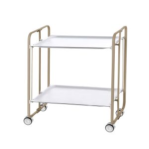 Carrito auxiliar con ruedas bauhaus armazón metálico color arena,2 bandejas