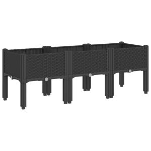 vidaXL jardinera con patas pp negro 120x40x42 cm
