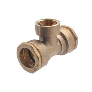 Conector pe de latón tee ø32 - hembra en el centro (1')