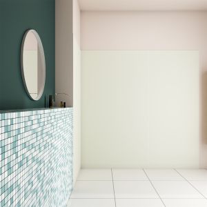Panel angular de pared para ducha en aluminio,marfil,40x80x100x210cm