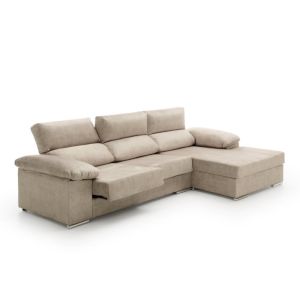 Sofa chaise longue reclinable y deslizante melissa  beige derecha