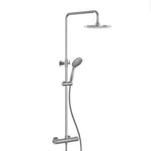 Columna de ducha termostática redonda cromo PVC odor
