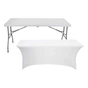 Set mesa plegable rectangular con funda para catering 150x74cm 7house