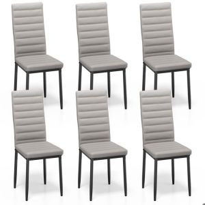 Sillas de comedor escandinavas de pu gris - 6 piezas