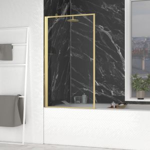 Mampara baño abatible 80x140 cm acabado oro cepillado