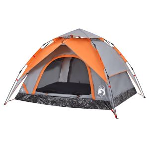vidaXL tienda de campaña iglú 3 personas apertura rápida gris/naranja