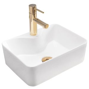 Rea lavabo sobre encimera kelly mini white rectangle, 41x31x13 cm