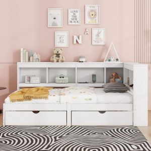 Sofa cama 90x200cm con 2 cajones y puerto usb blanco