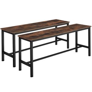 Set de 2 bancos de estilo industrial 108x325x50 cm madera oscura