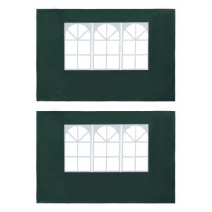 vidaXL paredes laterales de carpa de fiesta con ventana 2 uds pe verde