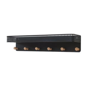 Perchero de pared jäller 6 ganchos metal 60x14x12cm - negro [en.casa]