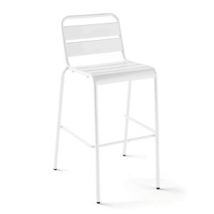Oviala - silla de bar alta de metal blanco