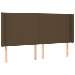 vidaXL cabecero con orejas de tela marrón oscuro 183x16x118/128 cm