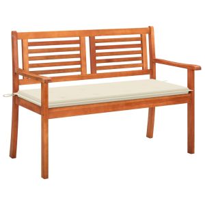 Banco de jardín 2 plazas madera maciza eucalipto y cojín 120 cm joy400874