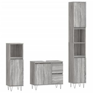 vidaXL set de muebles de baño 3 pzas madera contrachapada gris sonoma