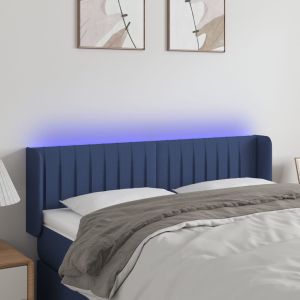 Cabecero con LED de tela azul 147x16x78/88 cm eso7461
