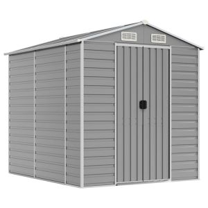 vidaXL caseta de jardín gris claro 191x215x198 cm acero galvanizado