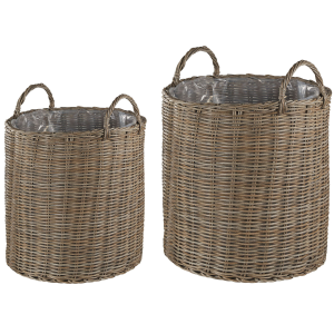 Conjunto de 2 macetas de mimbre bitola 40/48 cm ratán sintético marrón