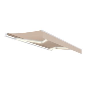 Toldo enrollable 4x2,5 beige arena – luz LED sin cables – recarga solar