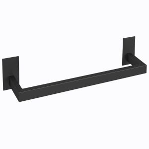 Valaz toallero adhesivo cuadrado de 37 cm negro mate para baño