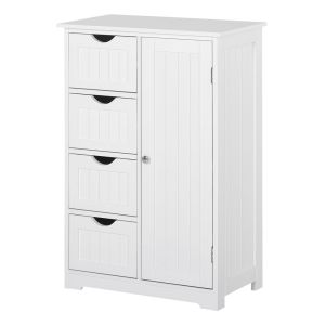 Armario de baño 56x30x83cm madera de ingeniería color blanco kleankin