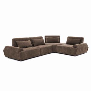 Sofá esquinero modular de 4 plazas con respaldo ajustable 340cm marrón