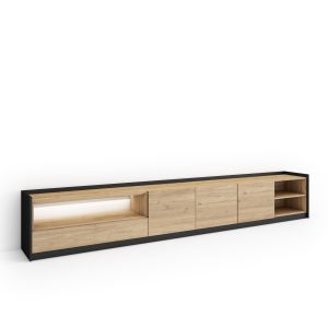 Mueble tv, 310x37x50cm, roble y negro, LED rf4855