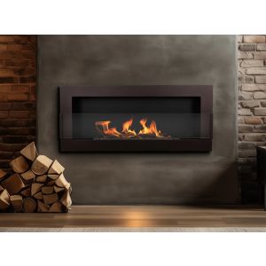 Chimenea bioetanol marrón 90x40 cm con cristal