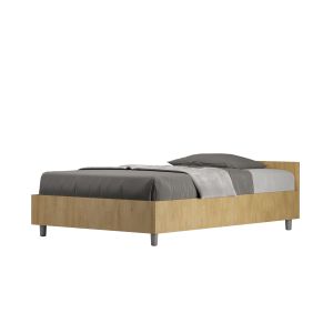 Cama de una plaza y medio con almacenaje 120x200 roble natural nuamo