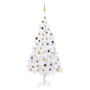 vidaXL árbol de navidad preiluminado con luces y bolas blanco 210 cm