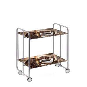 Carrito auxiliar con ruedas bauhaus armazón metálico gris, 2 bandejas