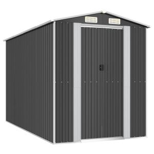 vidaXL cobertizo de jardín acero galvanizado antracita 192x357x223 cm