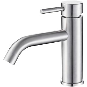 Valaz grifo de lavabo monomando redondo acero cepillado