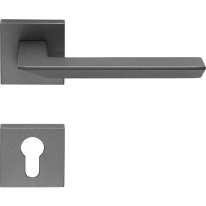 2 manilla roseta cuadrada, de llave, gris antracita, puerta de entrada.