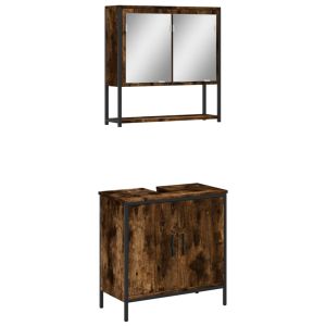 vidaXL set de muebles baño 2 pzas madera contrachapada roble ahumado