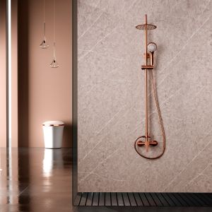 Conjunto ducha monomando roma oro rosa cepillado-imex
